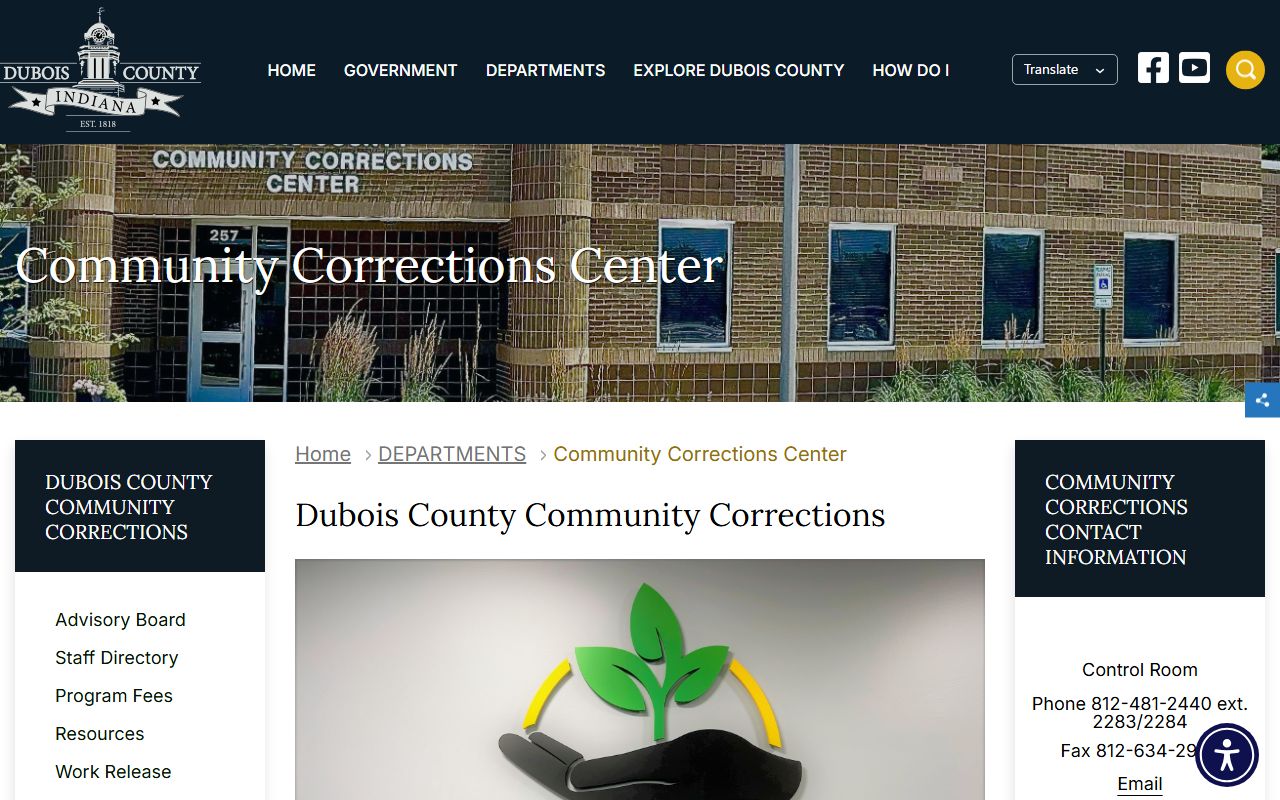 Dubois County Community Corrections overview page
