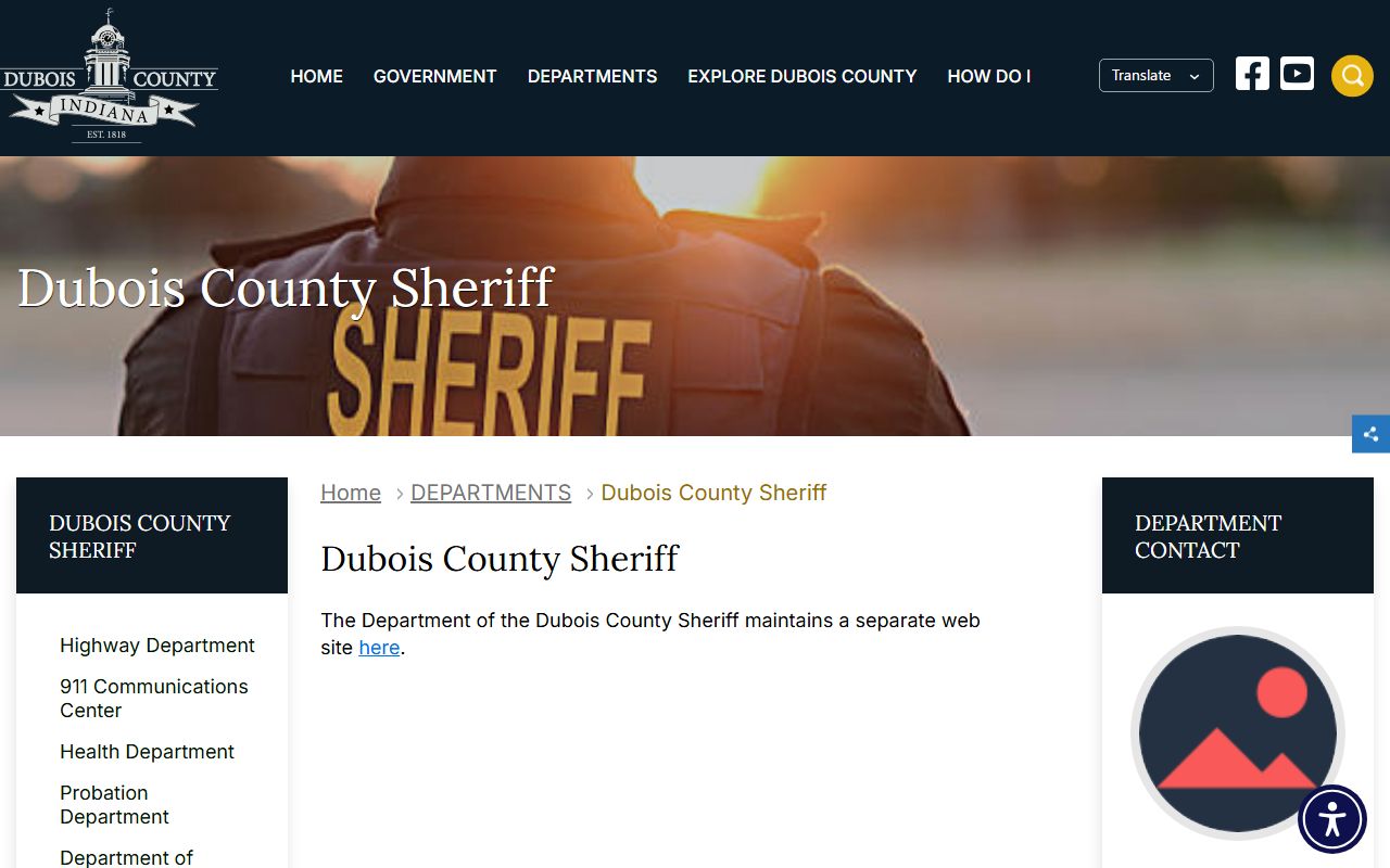 Dubois County Sheriff page for the Security Center operator